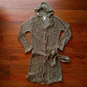 34" bust Vertigo Paris marled belted hooded cardigan